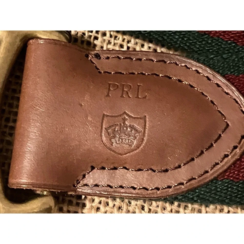Polo Ralph Lauren Equestrian Belt Sz S D-Ring Stripe Grosgrain Brass Buckle
